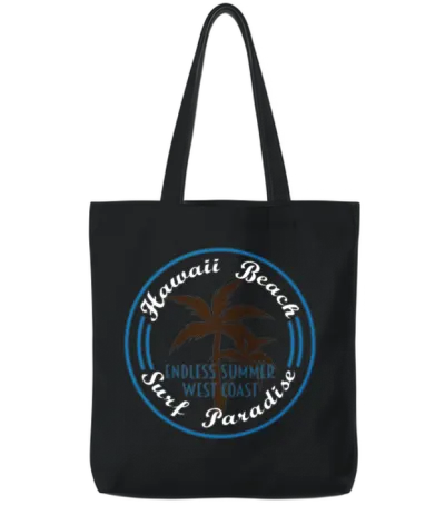 Fresh Hawaiian Style Tshirt Design Hawaii Beach Tote Bags - Black