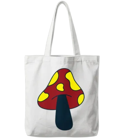 Retro Mushroom Tote Bags - White