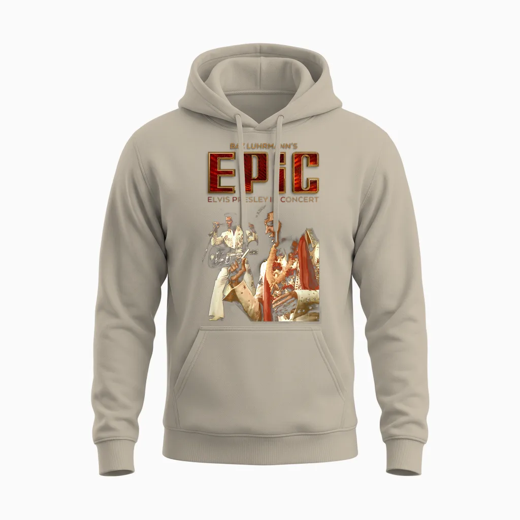Elvis Presley Epic Guitar Unisex Hoodie in Sand