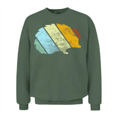 Hedgehog Retro Unisex Sweatshirt - Military Green