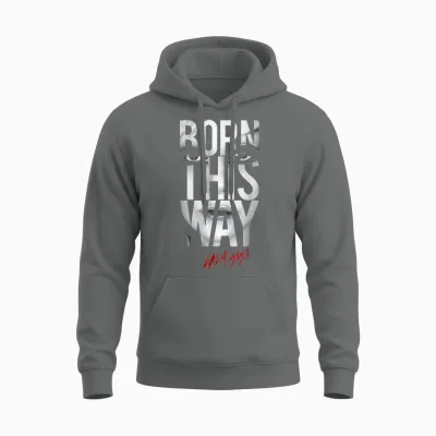 Lady Gaga Born This Way Text Music by Rock Off Unisex Hoodie - Graphite Heather