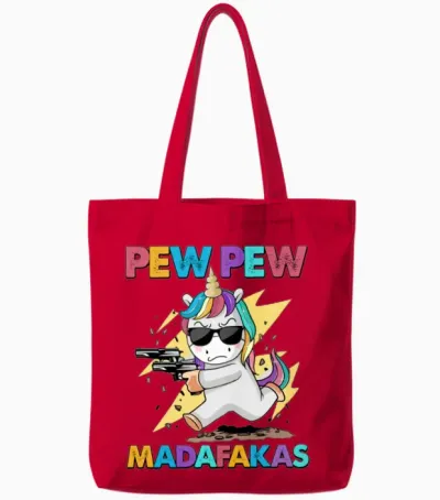 Funny Unicorn Tote Bags - Red
