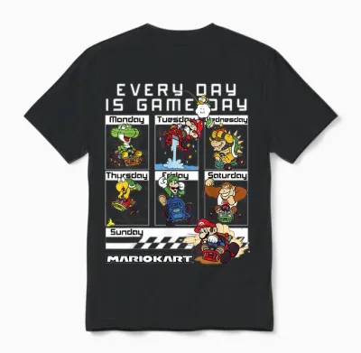 Mario Kart Everyday Is Game Day Group Shot Graphic Unisex T-Shirt - Black