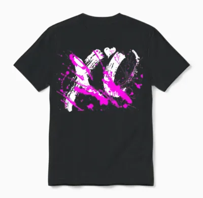 Motif Rose Xo Splash Pink Unisex T-Shirt - Black