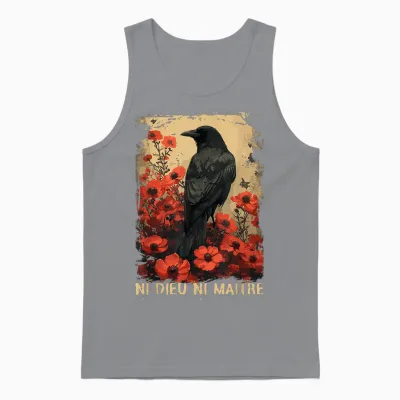 Raven Neither God nor Master, Crow No Gods No Masters. T-Shirt, Black, S Unisex Tank Top - Sport Grey