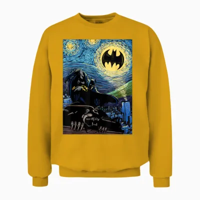 Dc Comics Batman the Dark Knight Starry Night Style Unisex Sweatshirt - Gold
