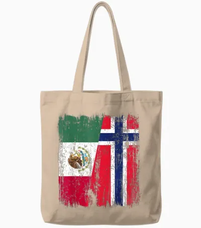 Mexico Norway Half Flag Mexican Norwegian Ancestry Tote Bags - Natural
