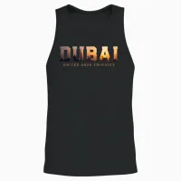 Vintage Dubai United Arab Emirates Iconic Skyline Silhouette Souvenir T-Shirt, Black, S Unisex Tank Top in Black - 2