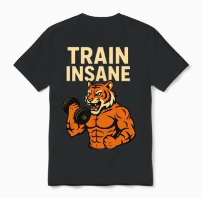 Train Insane Tiger Gym Unisex T-Shirt - Black