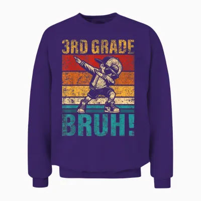 3rd Grade Bruh Dabbing Boy Third Grade Squad Boy Student Unisex Sweatshirt - Purple