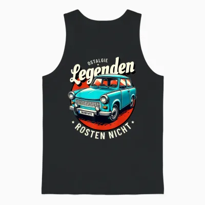 Classic Trabi T-Shirt with "legends Don't Rust", Black, S Unisex Tank Top - Black