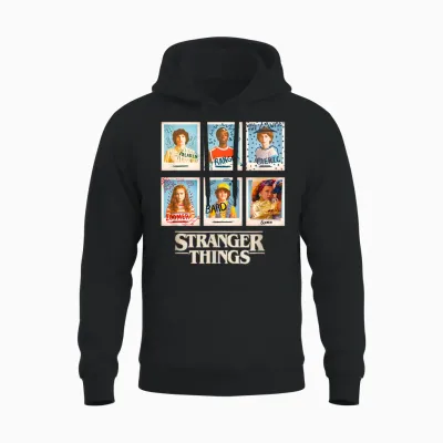 Stranger Things Main Characters Vintage Yearbook Pictures Unisex Hoodie - Black