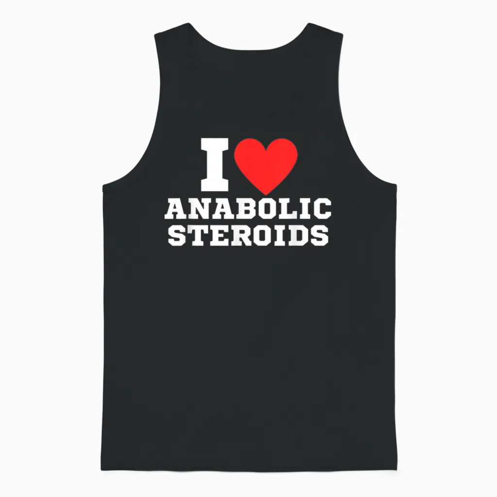 I Love Tren Anabolic Steroids | Funny Gym T-Shirt, Black, S Unisex Tank Top in Black