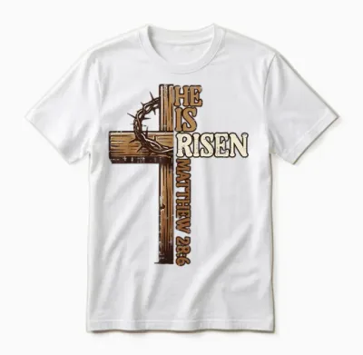 Easter Cross He Is Risen Jesus Christian Men Women Kid Unisex T-Shirt - White