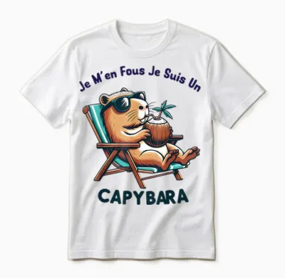 Je M'en Fous Je Suis Un Capybara - Fashion Capybara Activated T-Shirt, White, S Unisex T-Shirt - White
