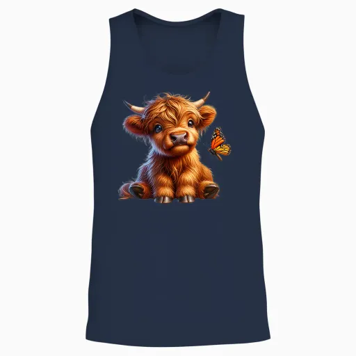 Cow, Highland Cow, Cow Costume, Highland Cow T-Shirt, Black Unisex Tank Top - Navy