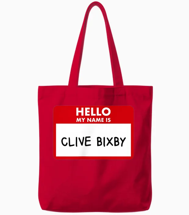 Hallo, Mein Name Ist Clive Bixby Phil Tote Bags in Red
