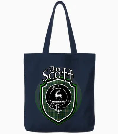 Scott Clan Crest Scottish Clan Scott Family Crest Tote Bags - Navy