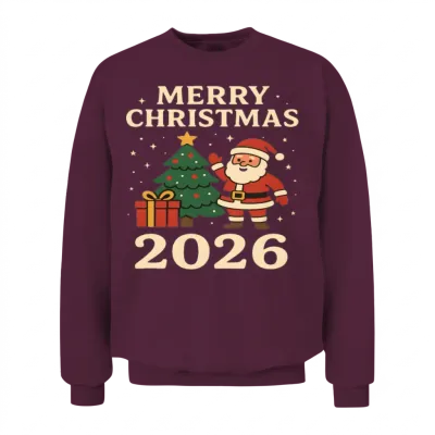 Merry Christmas 2026 Santa & Tree Unisex Sweatshirt - Maroon