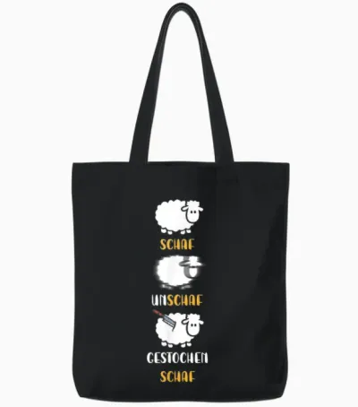Sheep, Unschaf, Rock Sheep, Word Play Photographer T-Shirt, Black Tote Bags - Black