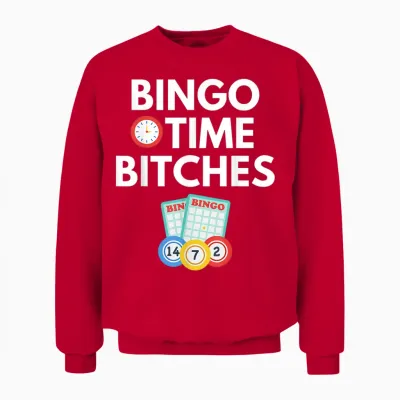 Bingo Time Bitches Funny Bingo Player Game Lover Gift Humor T-Shirt Small Unisex Sweatshirt - Red