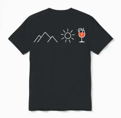 Mountain Sun Spritz X Mountaineering Hiker Aperolic Fun T-Shirt, Black Unisex T-Shirt - Black