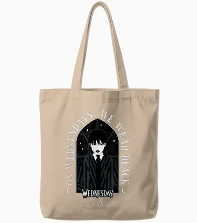 Wednesday on Wednesdays We Wear Black Goth Portrait Tote Bags - Natural