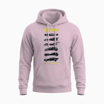 Batman 85th Anniversary Batmobile on Dark Unisex Hoodie - Light Pink
