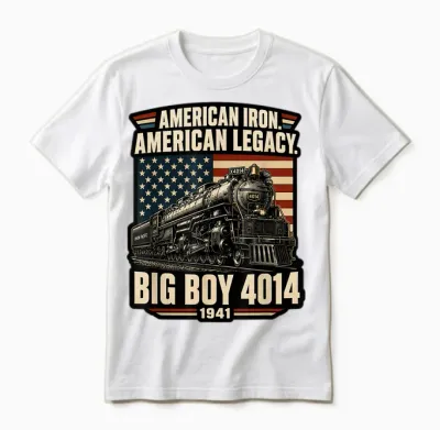 Big Boy 4014 Steam Locomotive Vintage American Railroad Unisex T-Shirt - White