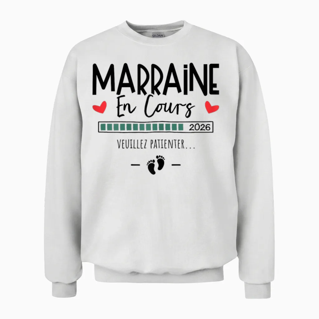 Marraine En Cours 2026 - Annonce Grossesse 1er Enfant Unisex Sweatshirt in White