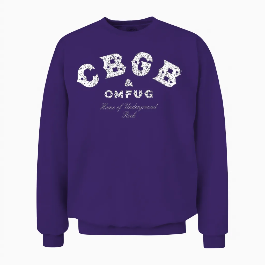 Cbgb β Classic Logo on Black Unisex Sweatshirt in Purple