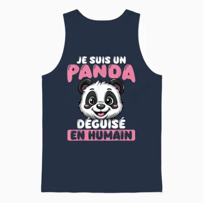 Je Suis Un Panda Disguised as Human T-Shirt, Black, S Unisex Tank Top - Navy