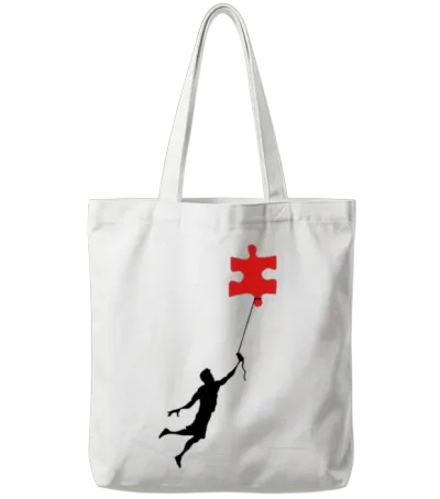 Floating Puzzle Tote Bags - White
