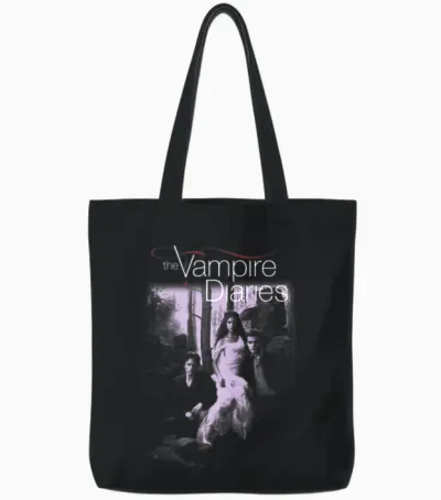 The Vampire Diaries Manche Longue Tote Bags - Black