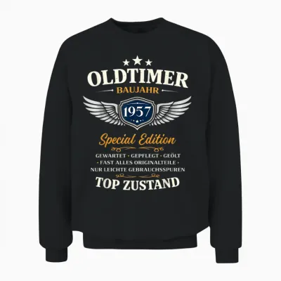 69. Geburtstag Geschenk Mann Frau Vintage Oldtimer 1957 Unisex Sweatshirt - Black
