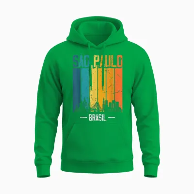 Sao Paulo Brasilien Retro Vintage Sonnenuntergang Skyline Unisex Hoodie - Irish Green