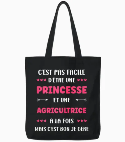 Start Farmer Profession Humor Princess Farmer T-Shirt, Black, Female X-Small Tote Bags - Black