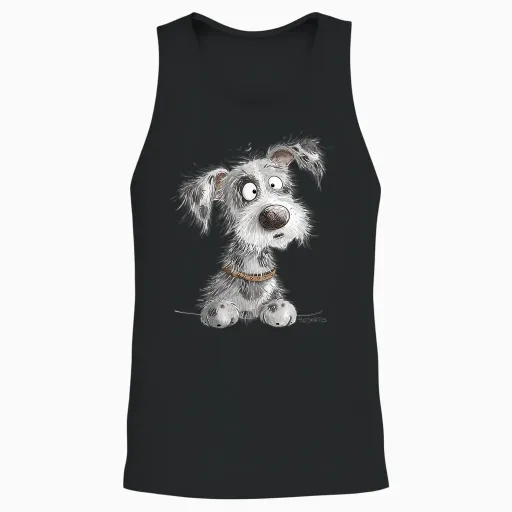 Fluffy Dog I Dog Head Comic I Dog Friend Fun Unisex Tank Top - Black