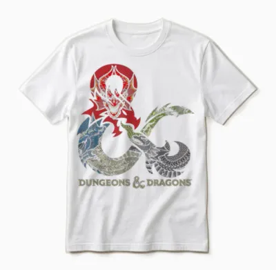Dungeons & Dragons Dragon Ampersand Logo T-Shirt Small Unisex T-Shirt - White