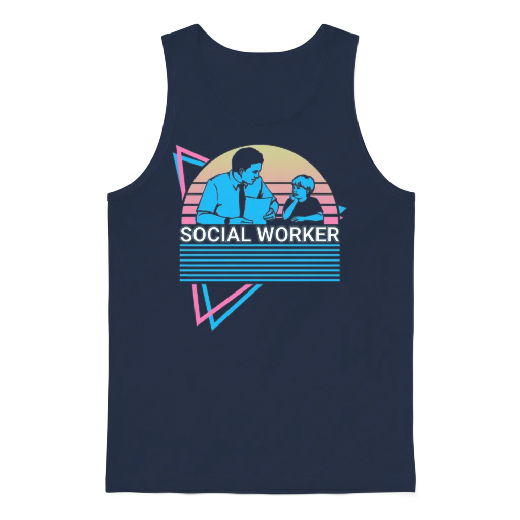 Social Worker Retro Unisex Tank Top - Navy