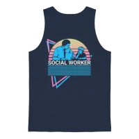 Social Worker Retro Unisex Tank Top - Navy – 1
