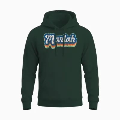 Mariah Name Girl Vintage Style 70s 80s Custom T-Shirt, Black, S Unisex Hoodie - Forest