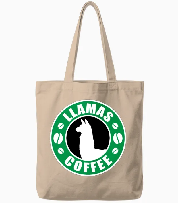 Llamas and Coffee Humour Funny Llamas Coffee Gift Tote Bags in Natural