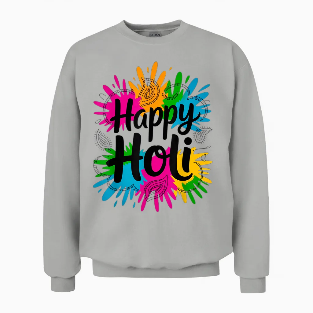 Bura Na Mano Holi Hai India Hindu Colors Happy Holi Festival Unisex Sweatshirt in Ash