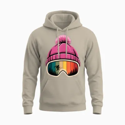 Skier Apres Ski Hat Ski Goggles Winter Sports Unisex Hoodie - Sand