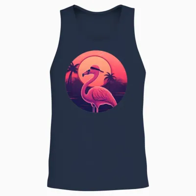 Flamingo Lovers Retro Style Unisex Tank Top - Navy