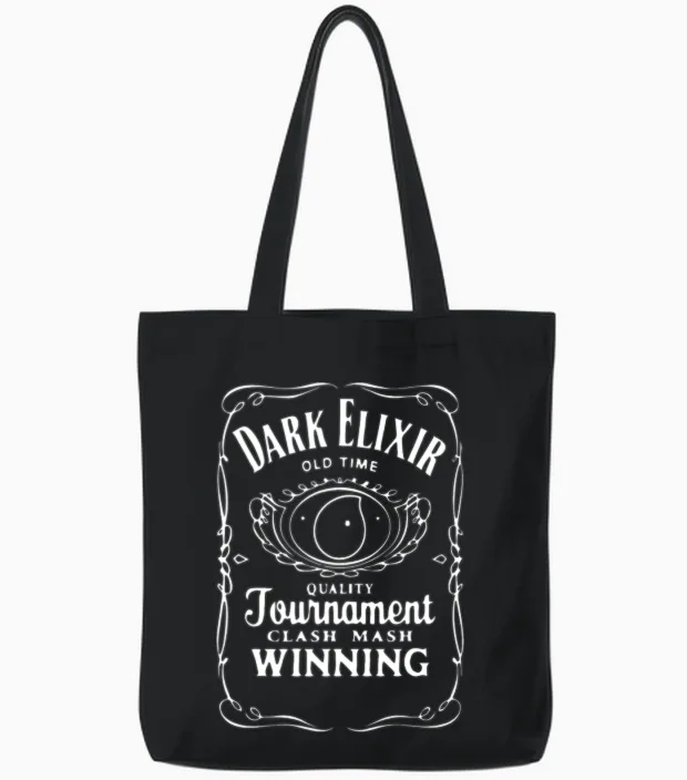 New Popular Dark Elixir Clash of Clans Quote Coc Tote Bags in Black