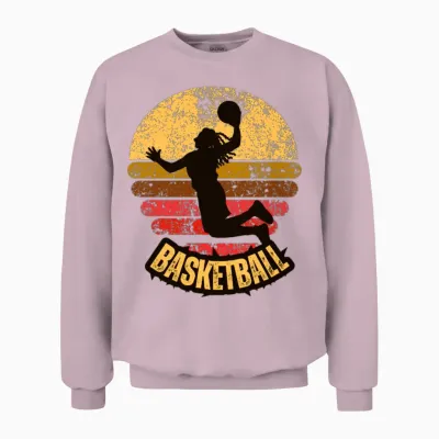 Yellow Red Vintage Retro Basketball Unisex Sweatshirt - Light Pink