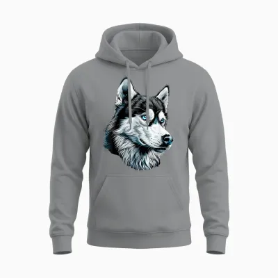 Husky Dog Lover Dog I Love Siberian Huskys T-Shirt, Black Unisex Hoodie - Sport Grey