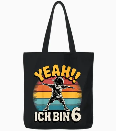 Kinder Yeah Ich Bin 6 Skater Geburtstag 6. Geburtstag Junge Retro Tote Bags - Black